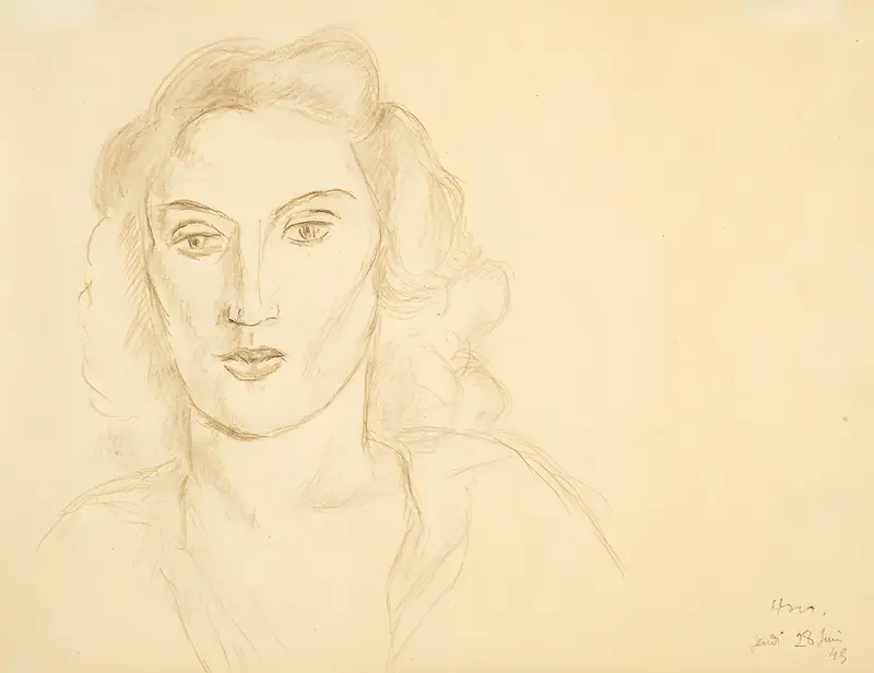 Henri Matisse's 'Head Of A Woman' showcases a vibrant exploration of form and color.