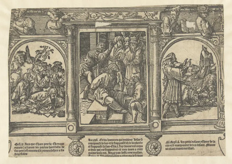 Religious scene with Christ, Noah, and Elisha, paper by Jacob Cornelisz van Oostsanen