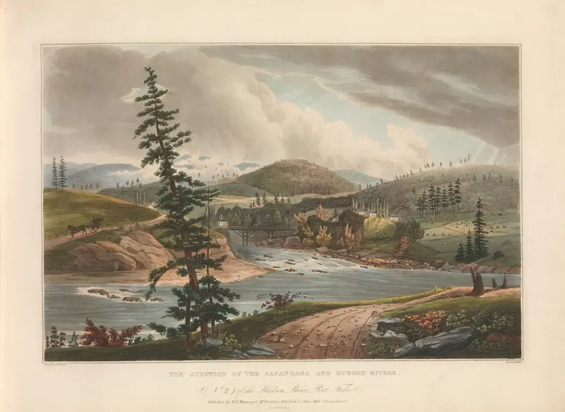 Landscape depicting the junction of two rivers, oil painting by John Hill