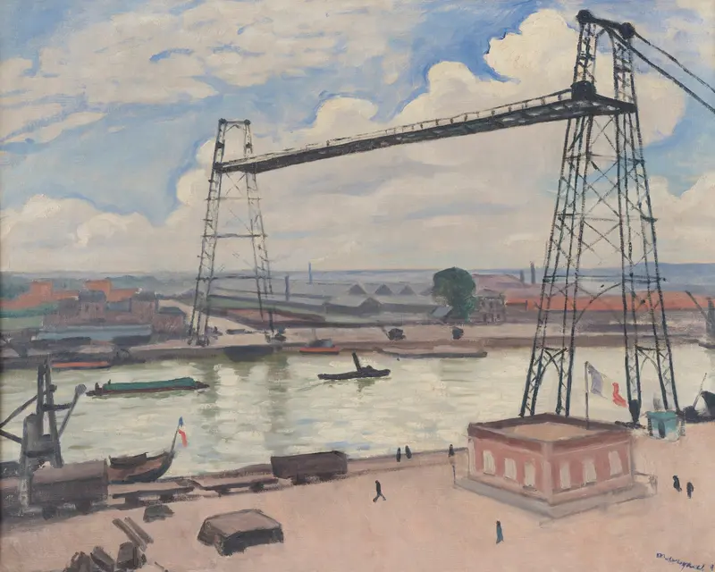 Oil painting by Albert Marquet depicting the transbordeur bridge over a river