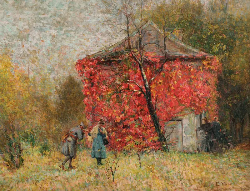 Figurative oil painting by Eliseu Visconti depicting a somber figure in muted hues.