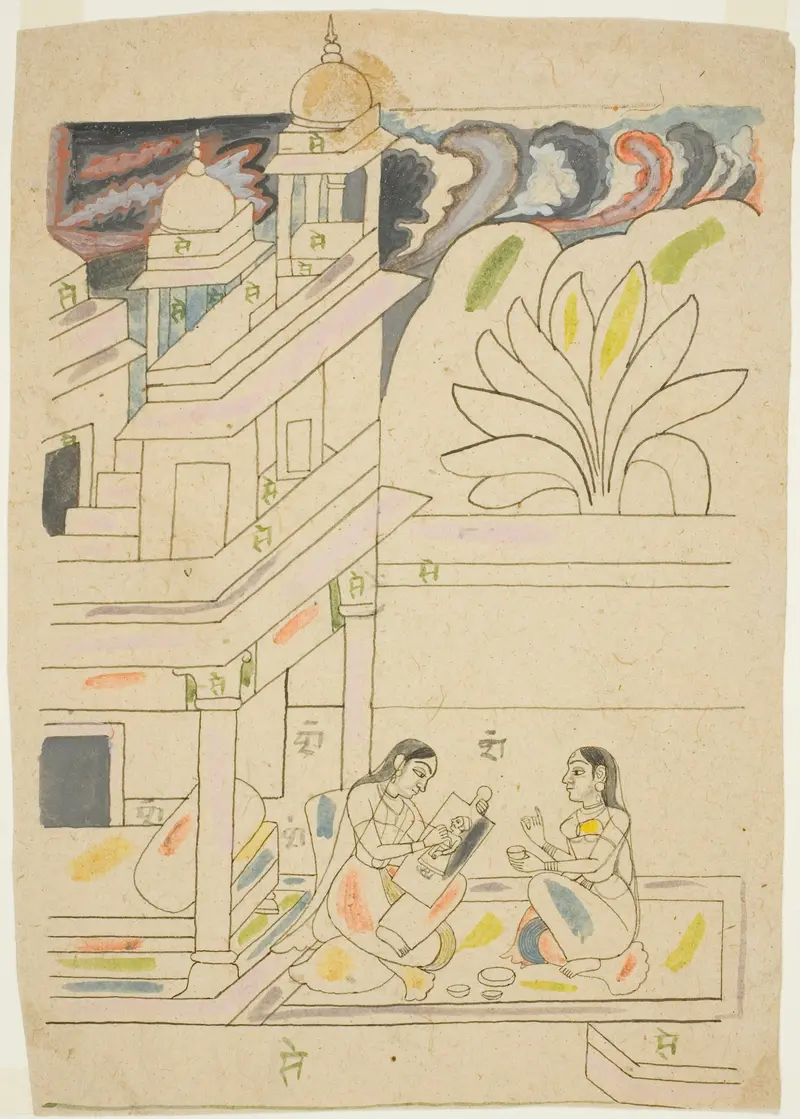 Portrait of a regal figure in rich textiles, 18th-century paper by India Rajasthan, Bundi.