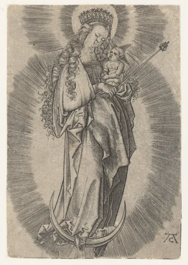 Engraving by Monogrammist AC of Virgin Mary with Christ child, 16th century