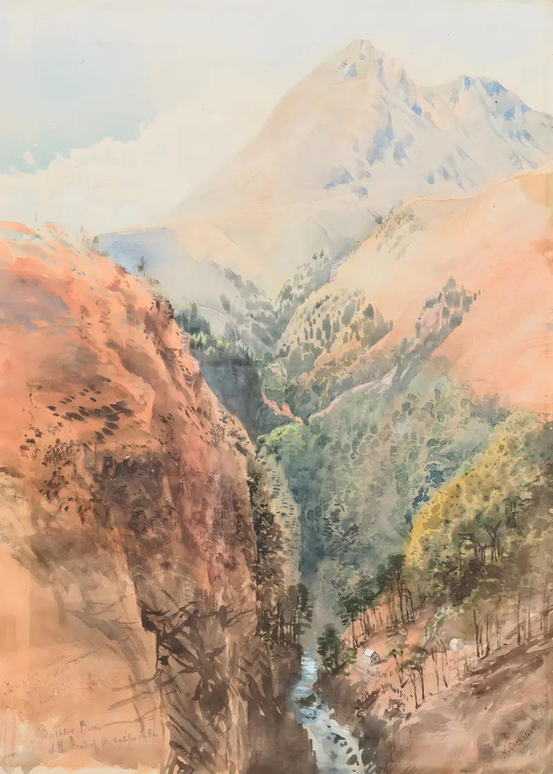 Buckler Burn at the head of Wakatipu Lake, oil on canvas by Nicholas Chevalier