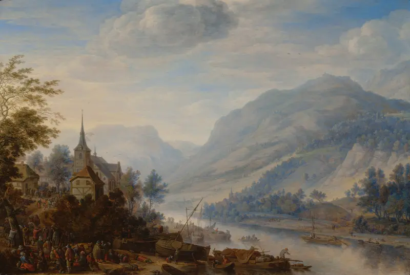 View of the Rhine at Reineck, oil painting by Herman Saftleven