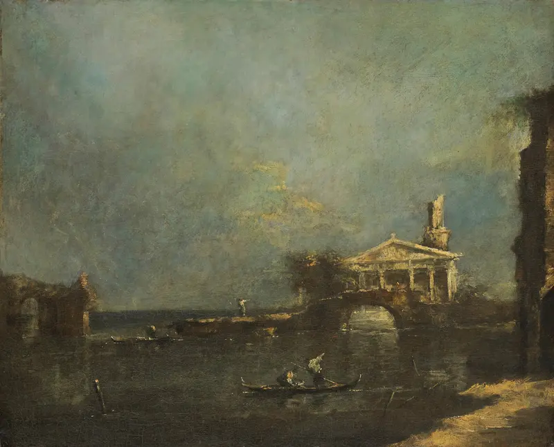 Lagoon near Venice, oil on canvas by Francesco Guardi, depicting tranquil waters and reflections.