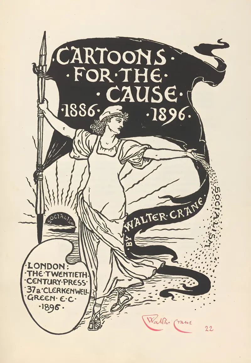 Walter Crane's 'Cartoons for the cause Pl.1' showcases intricate designs and vibrant colors.