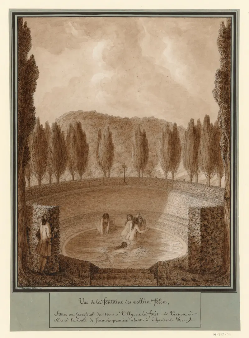 Vue de la fontaine des vallées Félix, landscape by Jean Jacques Lequeu