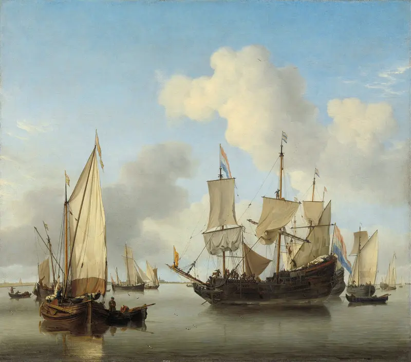 Ships at Anchor on the Coast, oil painting by Willem van de Velde the Younger