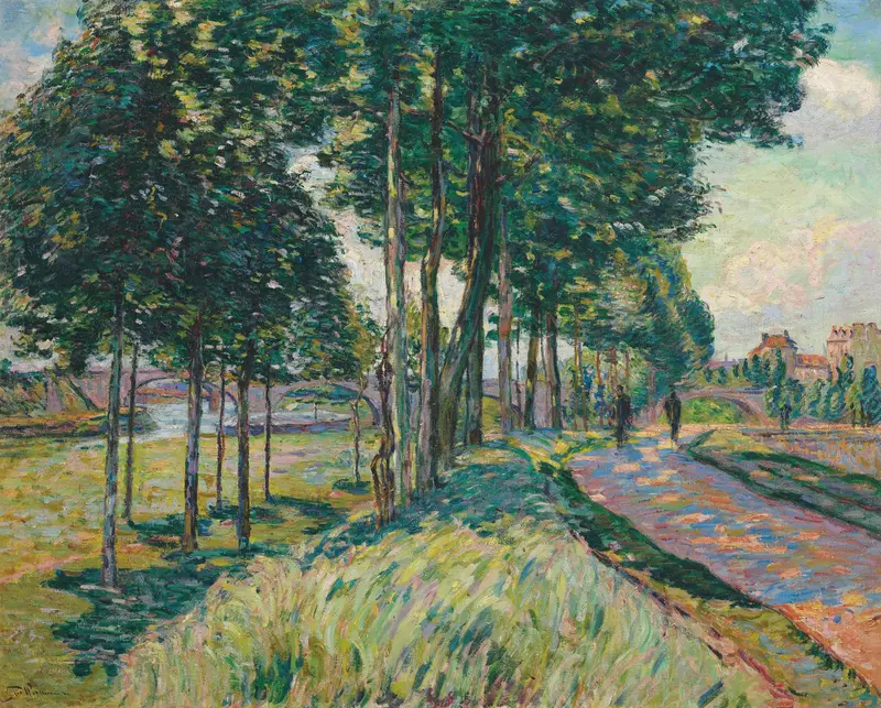 La Seine à Charenton by Armand Guillaumin, oil on canvas depicting a river with golden light