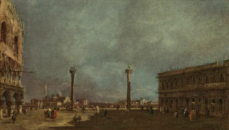 Venice landscape with Doge's Palace and Biblioteca Marciana, oil on canvas by Francesco Guardi