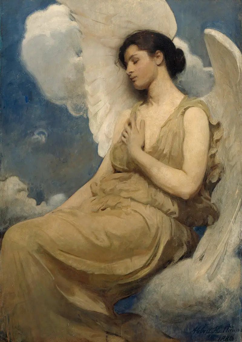 Winged Figure by Abbott Handerson Thayer, oil on canvas showing a figure with graceful wings.