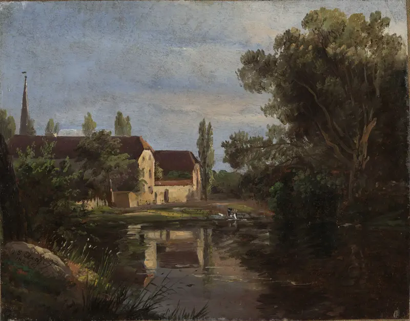 Landscape view of Plauen at the River Weisseritz, oil on canvas by Johan Christian Dahl