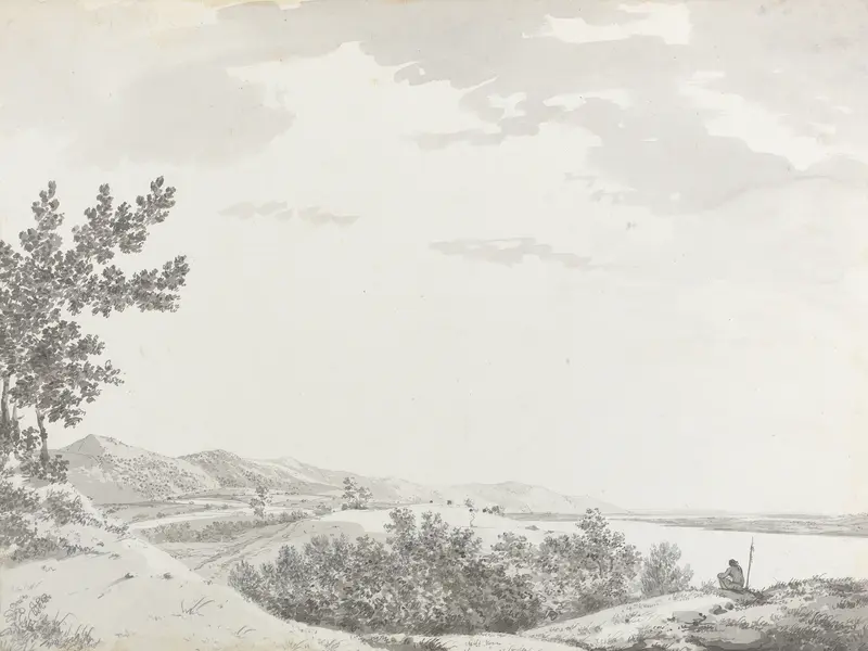 Landscape in ink on paper by William Hodges