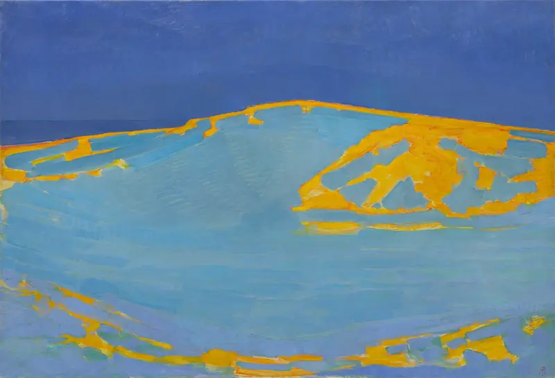 Piet Mondrian's 'Summer, Dune in Zeeland' showcases a vibrant landscape with geometric forms.