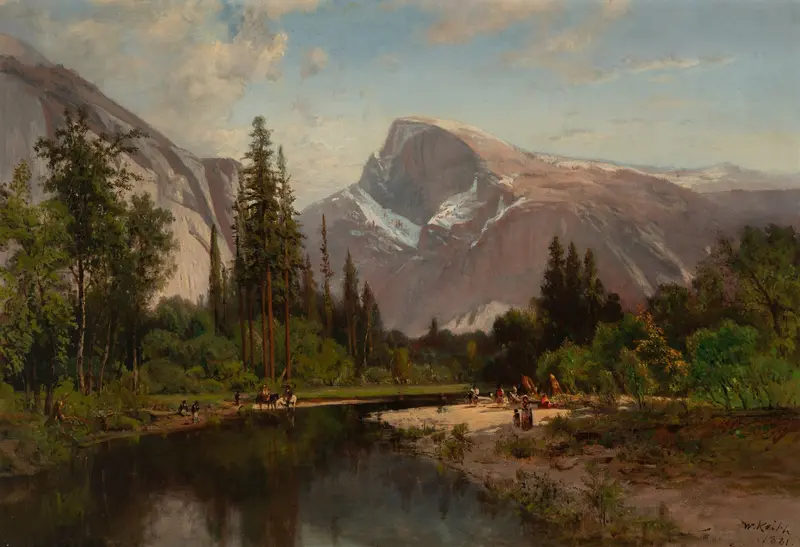 Landscape of Half Dome at sunset, oil painting by William Keith