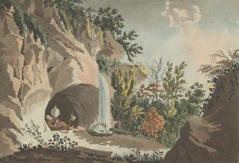 Landscape featuring a grotto and garden by Wilhelm Friedrich Gmelin