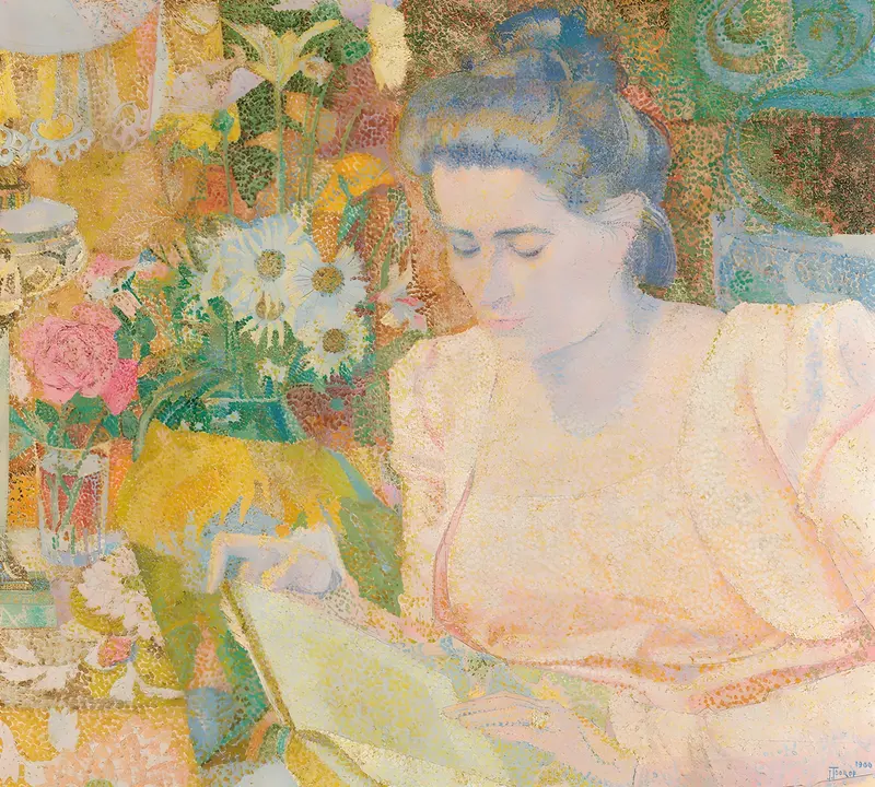 This painting depicts Mrs. Marie Jeannette de Lange in a detailed portrait.