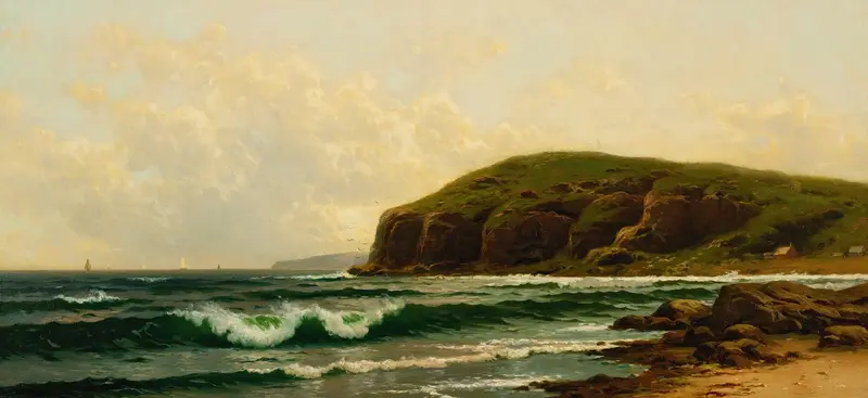 Marine scene with ocean and shore by Alfred Thompson Bricher, oil painting