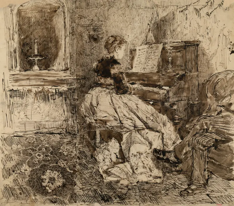 Cecilia de Madrazo plays the piano, surrounded by a warm and inviting interior.