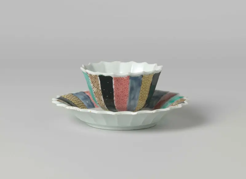 Bell-shaped cup and saucer with a woman in a garden, unknown artist