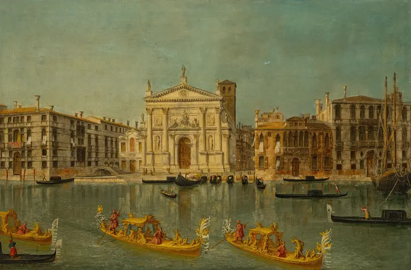 Venice; The Grand Canal with the Church of San Stae, oil on canvas by Michele Marieschi