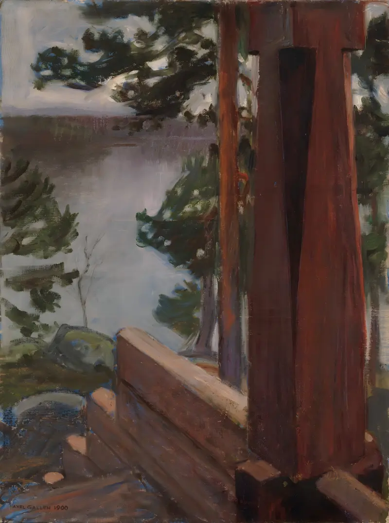 Interior scene featuring a porch, oil painting by Akseli Gallen-Kallela