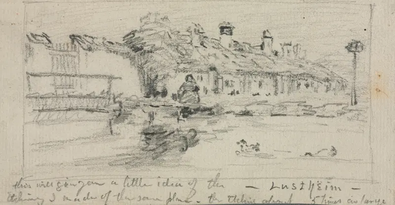 Lustheim by Otto Henry Bacher, Impressionism, depicting a serene landscape with soft hues.