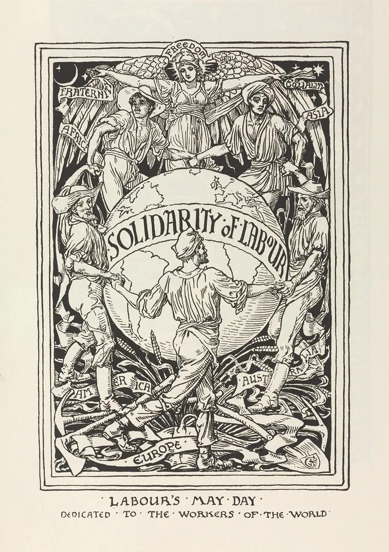 Walter Crane's 'Cartoons for the cause Pl.7' features vibrant colors and intricate designs.
