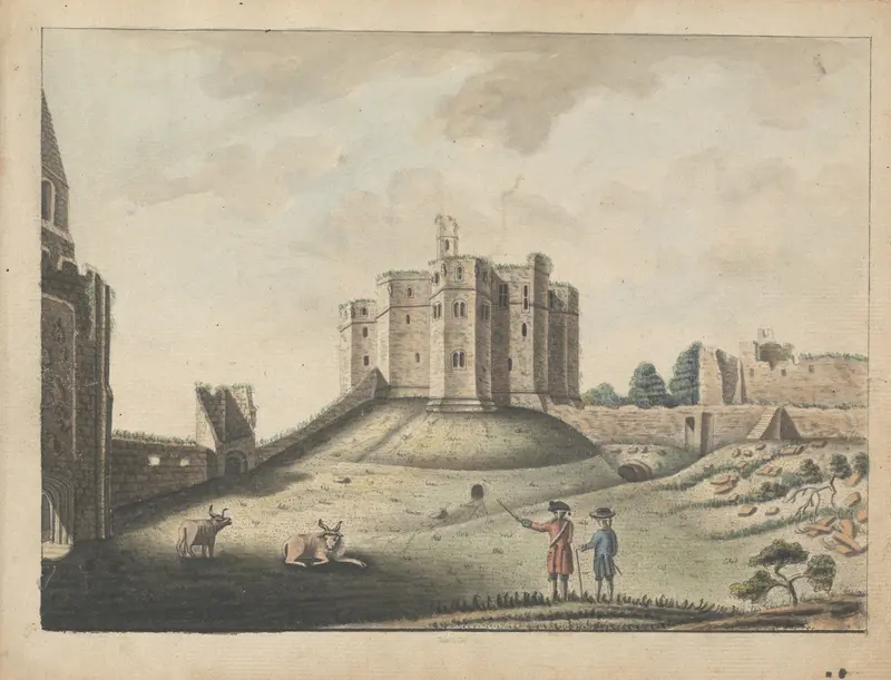 Warkworth Castle in Northumberland, oil painting by William Beilby