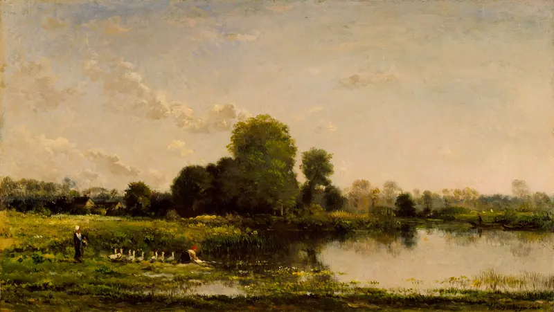 Riverbank with Fowl, oil on canvas by Charles François Daubigny