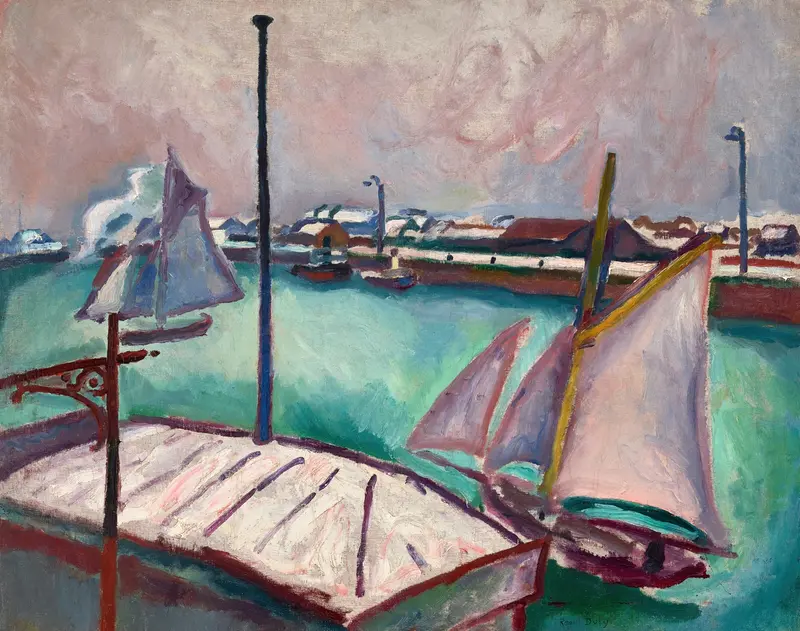 Les Barques by Raoul Dufy, oil painting depicting boats on water