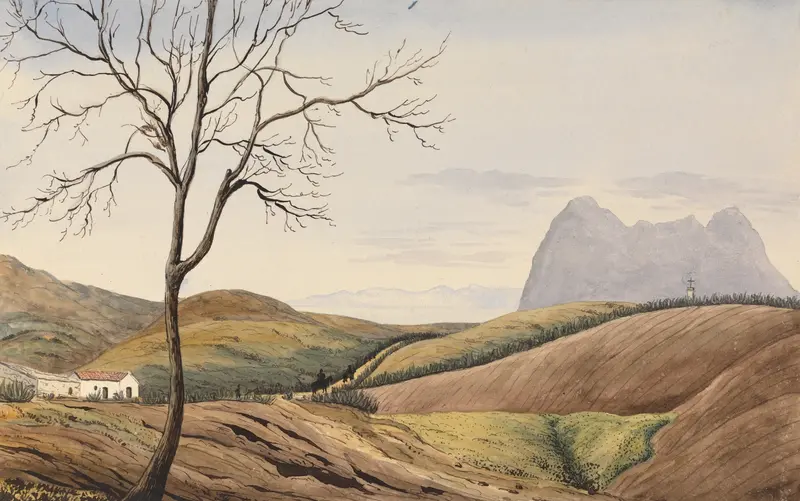 Oil painting of The Rock of Gibraltar from the Alameida at San Roque by George Lothian Hall