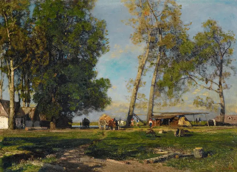 Landscape scene in The Prater Gardens, Vienna by Emil Jakob Schindler, unknown medium
