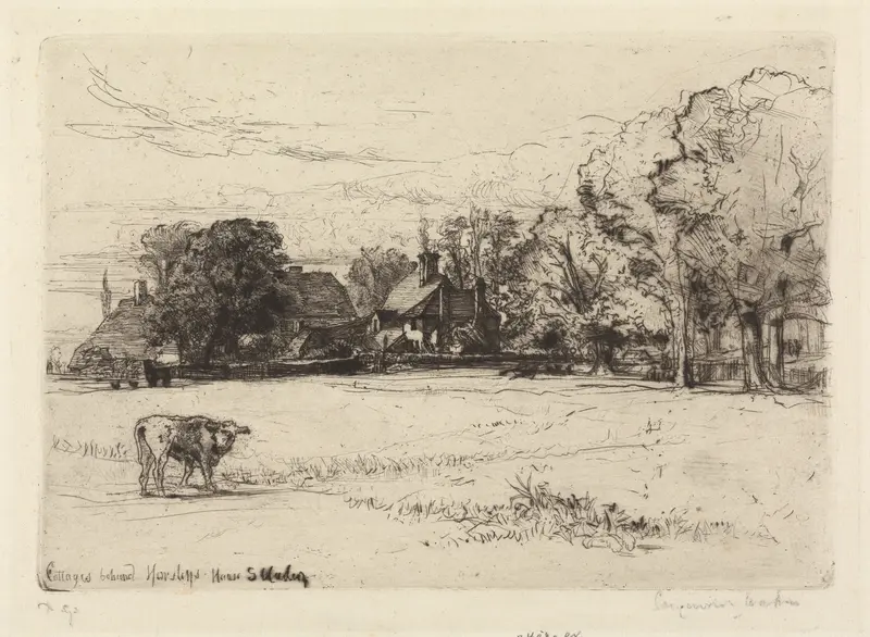 Cottages behind Horsley’s House, etching by Francis Seymour Haden