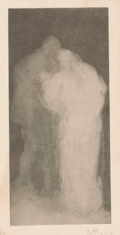 A figurative painting featuring two standing figures by Richard Nicolaüs Roland Holst.