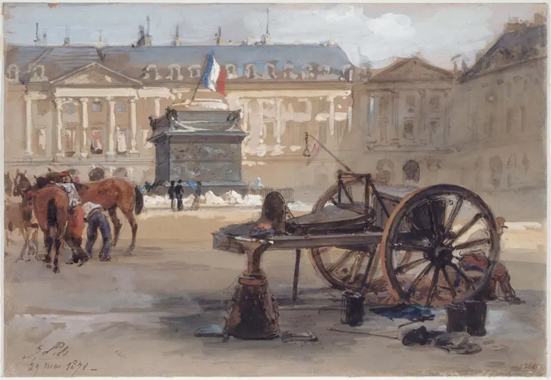 Historical scene with a fallen column, oil on canvas by Isidore Pils
