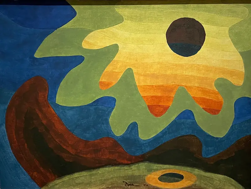 Arthur Dove's 'Sun' features vibrant colors and abstract forms representing sunlight.