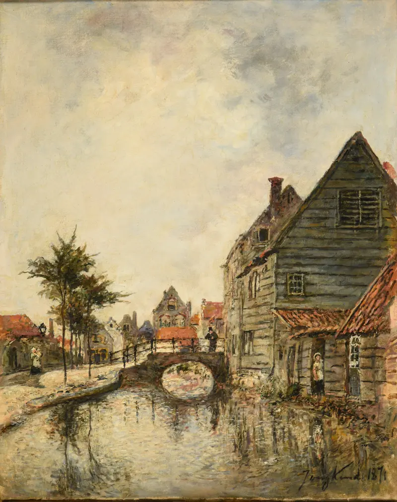 Canal interior de la ville de Dordrecht, oil on canvas by Johan Barthold Jongkind