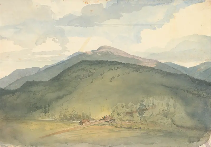 Mount Washington by Godfrey Thomas Vigne, oil on canvas depicting a serene mountain landscape.