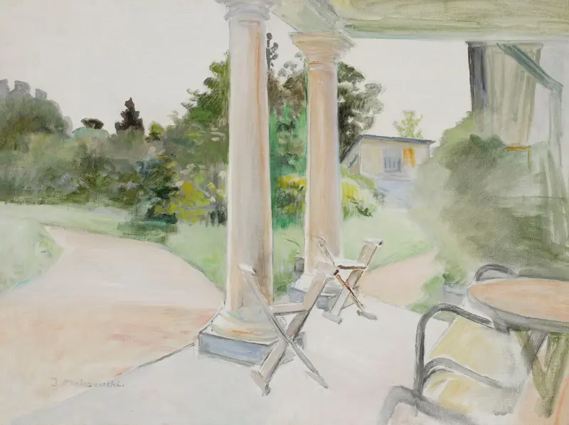 Landscape view from a porch, oil painting by Jacek Malczewski
