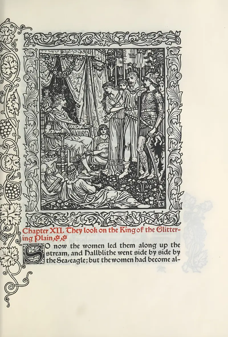 Walter Crane's painting depicts a mythical scene with vibrant colors and intricate details.
