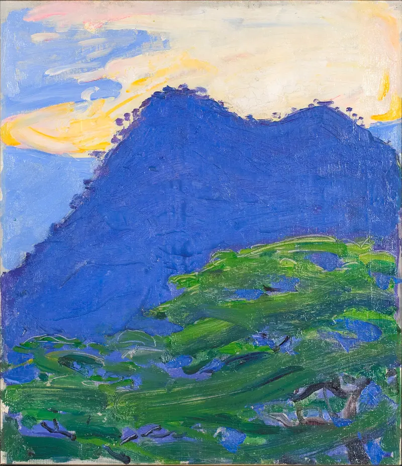 Hwandoni Hills by Akseli Gallen-Kallela, oil painting depicting rolling hills under a luminous sky