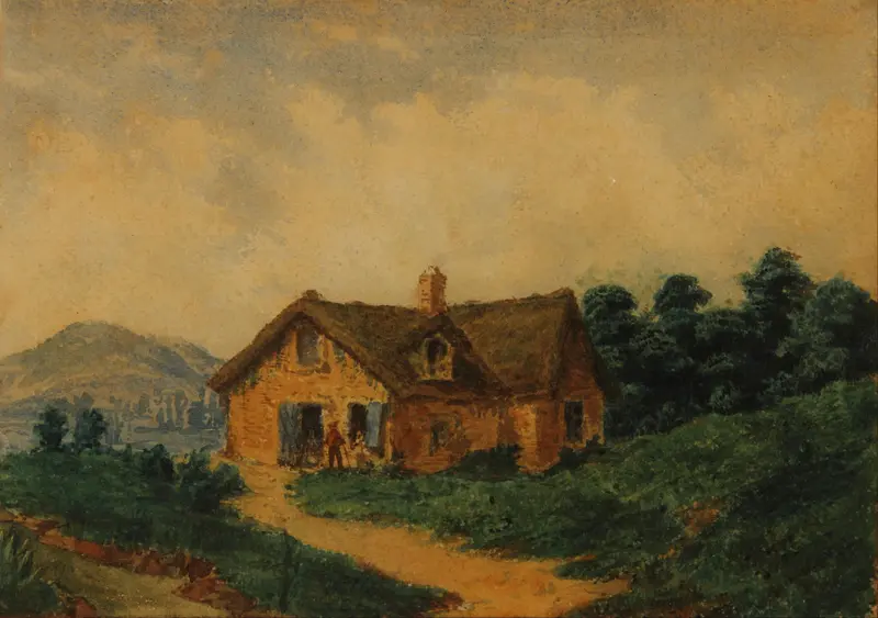 Oil painting by Prilidiano Pueyrredòn featuring rolling hills and soft light.