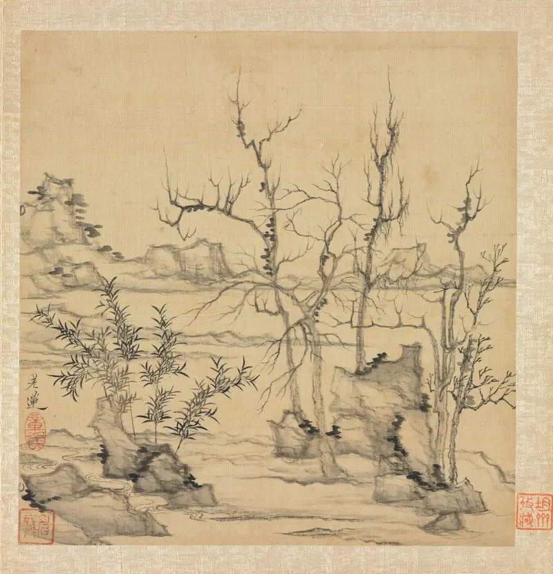 Landscape in the Style of Ni Zan, ink on paper by Chen Hongshou