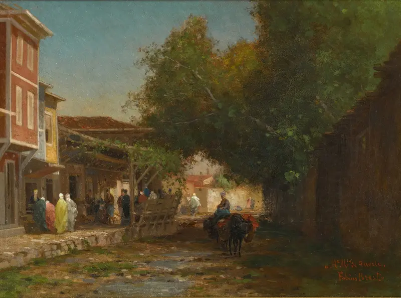 A Turkish Street by Germain Fabius Brest, impressionism, depicts a lively street scene