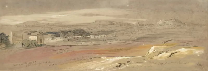 Landscape of Rabbato, Gozo, Malta by Edward Lear, oil painting depicting hills and a quaint village.