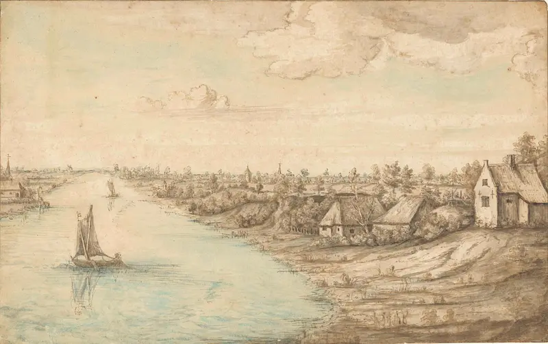 Rivierlandschap by Lucas van Uden, depicting a river landscape in oil painting.