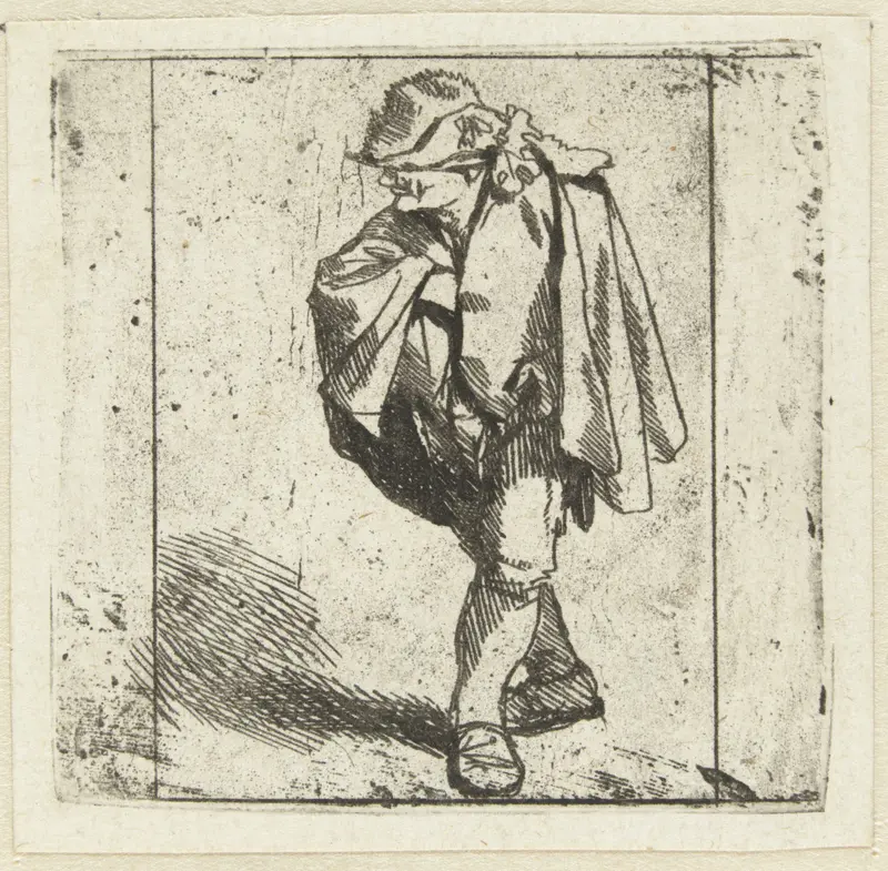 Portrait of a man in a mantle, etching by Cornelis Pietersz. Bega