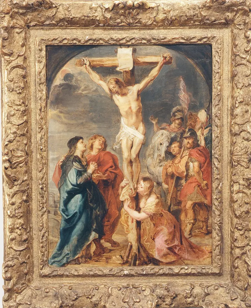 Rubens' depiction of Christ on the Cross with Mary, Mary Magdalene, and St John in a moment of profound grief.